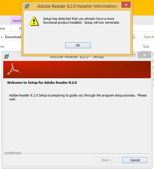 First Adobe Error Message